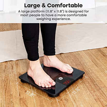 GE Bathroom Scale for Body Weight 500lbs, Digital Weight Scales Heavy Duty | High Capacity Body Measuring Device, High Accurate, Black, BMI - color: Black
