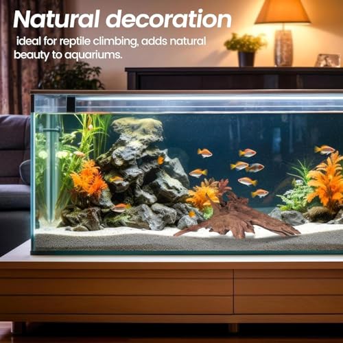 3-Piece 7-11 Inches Natural Aquarium Driftwood Decorations - Aquascape Decor for Fish Tanks, Betta Hideouts, Reptile Enclosures & Plant Attachment - size: Mopani Driftwood 7-11" (Pack of 3)