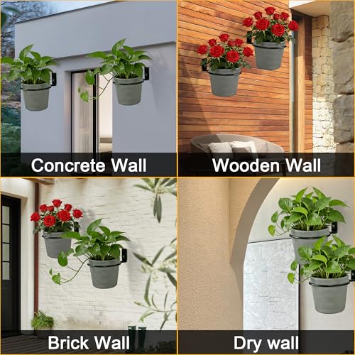 6 Pack 8 Inch Plant Pot Holder Ring,Metal Plant Holder Brackets Rings with 12 Screws & 12 Bolts, Potted Planter Brackets for Wall Indoor Outdoor Garden, Patio - size: 8 Inch