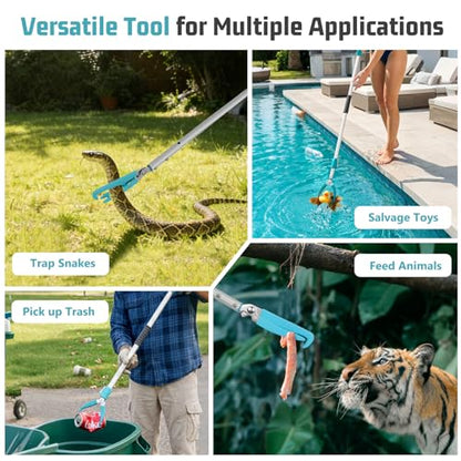 ASTRAEA 78" Snake Tongs Grabber, Extendable Extra Long Rattle Reptile Catcher Wide Jaw Handling Tool with Lock, Telescopic Snake Hook