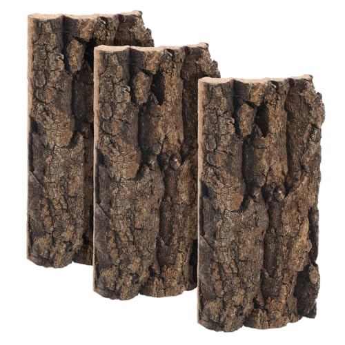 Ipetboom 3 Pcs Natural Cork Bark Terrarium Background 7.87X4.13X0.59In Reptile Tank Decor Aquarium Bark Wall Habitat for Gecko Lizard Tortoise Frog