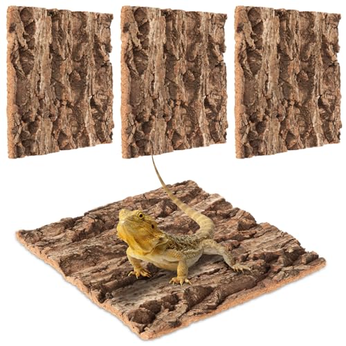 JMIATRY 4PCS Reptile Cork Bark 8x8 Inches Cork Bark Flats for Reptiles Cork Background for Terrarium Natural Cork Wood for Habitat Decor Snake Vivarium Background