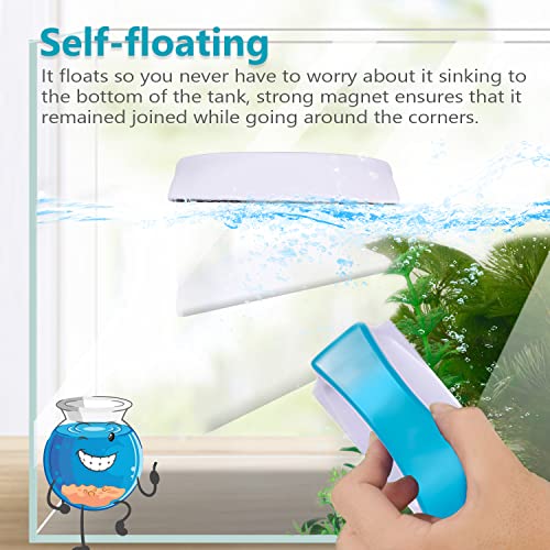 Magnetic Aquarium Fish Tank Glass Algae scrapers Glass Cleaner Scrubber Clean Brush [Floating,Scratch-Free,Non-Slip,magnetizing] S - color: Light Blue