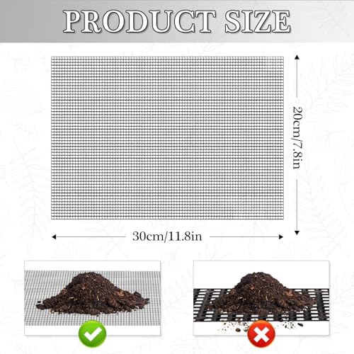 15 Pcs Flower Pot Hole Mesh Pad, 11.8 * 7.8 Inch Bonsai Pot Mesh, Bonsai Pot Bottom Grid Mat Mesh, Plant Drainage Screens Gasket, Keep Bonsai Soil from Flowing Away (Black)