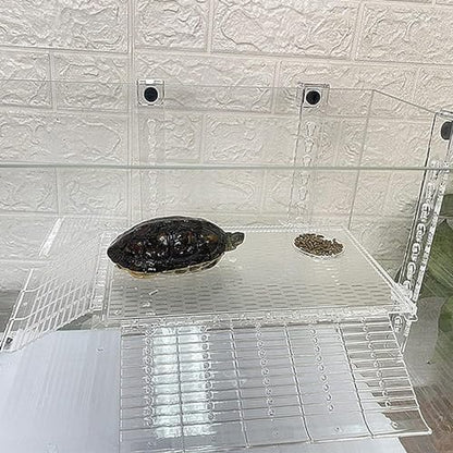 RUIAN Transparent Turtle Basking Platform Hanging Turtle Ramp, Resting Terrace for Turtles Tank Aquarium (30 * 18cm)