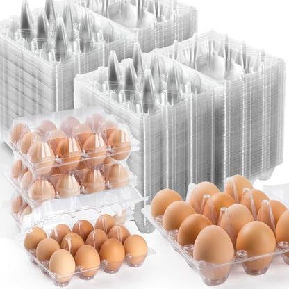 120 Pack Egg Cartons 12 Count, Plastic Egg Cartons Cheap Bulk, Clear | Reusable Egg Holder Egg Trays for Home and Farmer's Markets Display, Medium Egg Containers for Refrigerator - style: 3x4Grids-120count