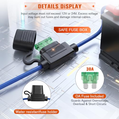 12V/24V Digital Electric Radiator Fan Controller Switch Kit #0444 for Truck | Thermatic Dual Fan Relay Kit With Adjustable Temperature Range (104-230°F), LED Real-Time Display, for Car ATV UTV Marine