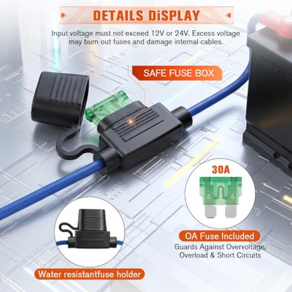 12V/24V Digital Electric Radiator Fan Controller Switch Kit #0444 for Truck | Thermatic Dual Fan Relay Kit With Adjustable Temperature Range (104-230°F), LED Real-Time Display, for Car ATV UTV Marine