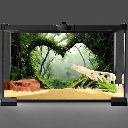 AWERT 24x16 inches Polyester Tropical Rainforest Terrarium Background Stream Green Huge Tree Reptile Habitat Background Foggy Rainforest Aquarium Background | AWERT Polyester Tropical Foggy Stream Terrarium Background - size: 24x16in/60x40cm