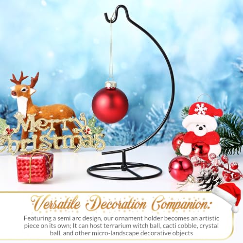 Ornament Display Stand Metal Hanger Christmas Home Office,Black | Ornament Holder for Glass Ball Air Plant Terrarium, Round Base Stand, Wedding Centerpiece Display, 10.43 Inch Height - color: Black