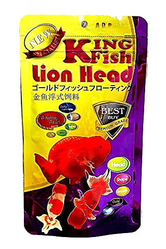 A.D.P. Lion Head Goldfish Food, 48.9% High Protein Sinking Pellets with Spirulina & Astaxanthin, Color Enhancing Tropical Fish Feed, 1.5 mm Pellets - 100 g - color: Lion Head Food