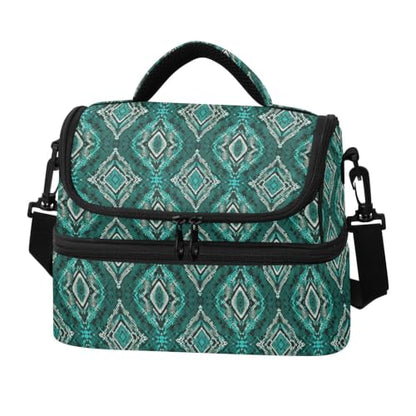 Snakes Skin Insulated Lunch Tote Bag Organizer for Women | 8L Double Deck,Large Lunch Box with Shoulder Strap,Thermal Meal Prep Cooler,Suitable for School Work Picnic Office Travel