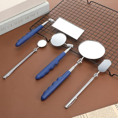 5 Pcs Telescoping Inspection Mirror Set, Flexible Inspection Mirror Tool, Stainless Steel Extendable Mechanic Mirrors with Long Handle Tool, 360 Rotation Mirrors for Check Vehicle Eyelashes Mouth