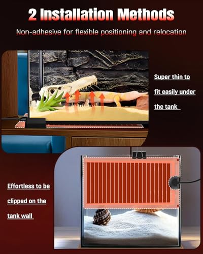 Pawfly 14 W Reptile Heat Pad 11 x 5.9 Inch Reptile Heating Pad Under Tank Terrarium Safe Fast Heating Mat Heat Mat for Turtles Frogs Snakes Lizards Geckos Hermit Crabs Spiders & Other Reptiles - size: 14W ( 11 x 5.9 Inch)