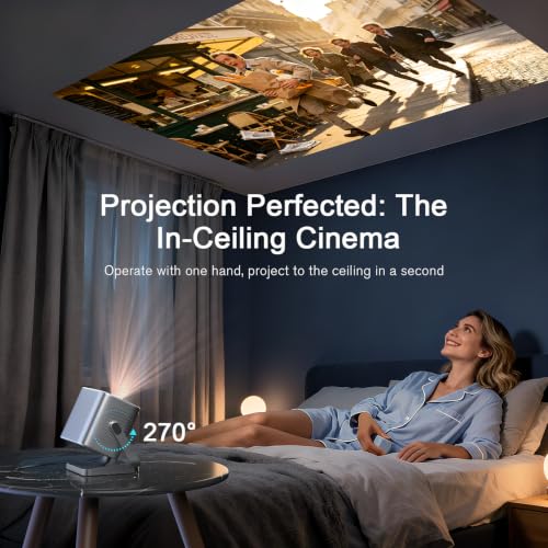[Now with Netflix] 4K Projector with WiFi and Bluetooth, Auto Focus Keystone Smart Projector, Outdoor Projector with Adjustable Stand for Home Bedroom