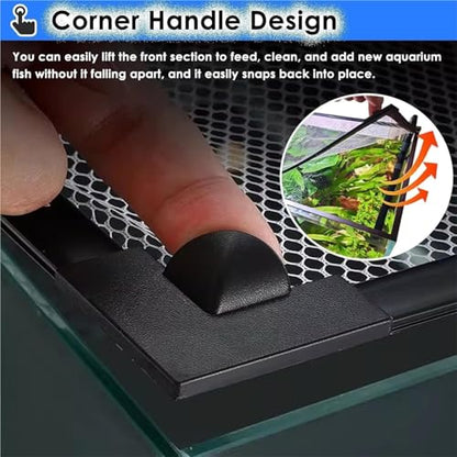 Aquarium Anti-Jump Cover， Terrarium Ventilation Opening Hood Magnetic Fish Tanks Top Lid Protective Screen Custom Size(L13.8 xW7.9) - size: L13.8"xW7.9