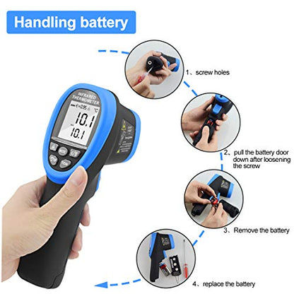 Pyrometer High Temp Thermometer-58℉~2732℉ Non Contact Laser Gun | Dual Laser 30:1Non-Contact Industrial Temperature Gun ,Adjustable emissivity 0.1-1.0 ,Hi/Lo Temp Alarm,Flashlight - color: AP-2732 Blue