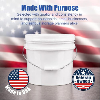 3.5 Gallon Bucket, Food-Grade w/Lid, BPA-Free,White, 3 Packs | Airtight Gamma Seal Screw-On Lid, Heavy-Duty 90 Mil HDPE Plastic, Food Safe and Durable Container, Bulk Storage, Made in USA - color: White, size: 3 Packs