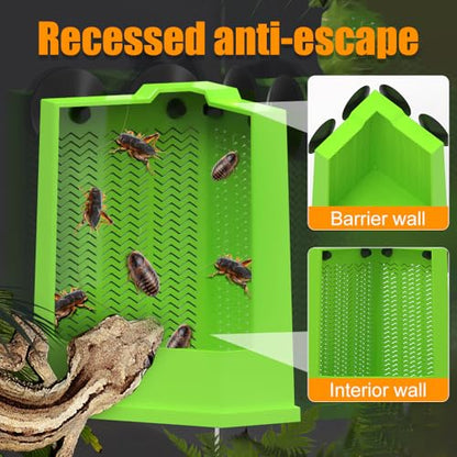Bearded Dragon Feeder, Escapeproof Corner Reptile Feeder Box with Suction Cups for Lizard, Lguana, Gecko, Bearded Dragon - size: S