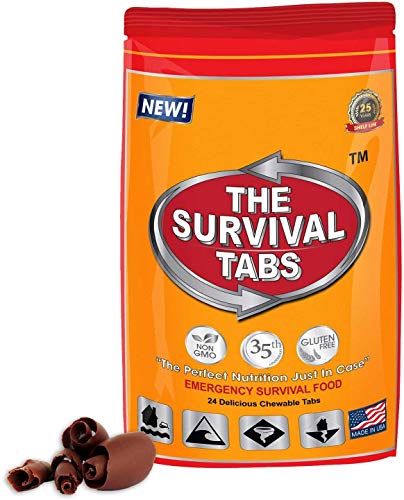 Survival Tabs – Emergency Food Supply – 2-Day Chocolate Tabs, USA, Portable | Concentrated formula supplies 15 vitamins and minerals per serving - fits neatly in backpacks, glove boxes, or pantry shelves