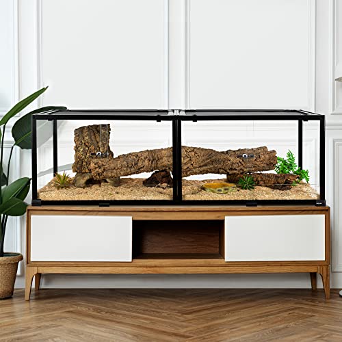 REPTIZOO 84 Gallon Large Reptile Terrarium Extra-Long 60" x 18" x 18" Spliceable Glass Reptile Tank, Double Top Cover Enclosure Habitats - size: 60" x 18" x 18"