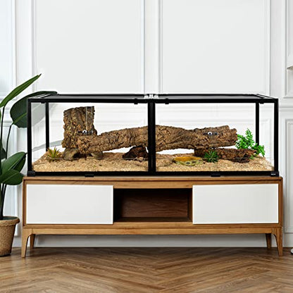 REPTIZOO 84 Gallon Large Reptile Terrarium Extra-Long 60" x 18" x 18" Spliceable Glass Reptile Tank, Double Top Cover Enclosure Habitats - size: 60" x 18" x 18"