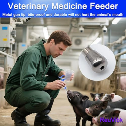 2Pcs 20ML Livestock Syringe, Reusable Adjustable Goat Drench Syringe, with 1 Drench Nozzle 10 Needles, Suitable for Chickens, Ducks, Geese, Lambs, Piglets Cub - size: 20ML