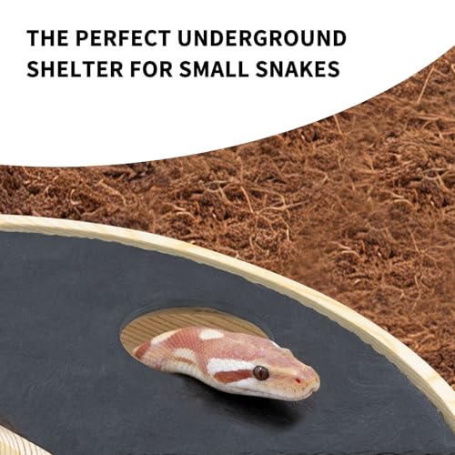 Natural Slate Reptile Basking Platform, 7.7-Inch Corner Terrarium Shelf with Climb-Through Opening for Leopard Geckos, Small Lizards and Hermit Crabs