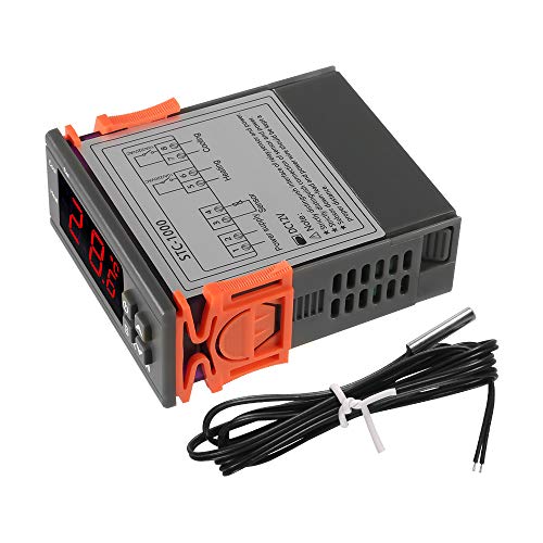 Dorhea STC-1000 10A DC 12V Digital LED Temperature Controller Cooling Heating Centigrade Thermostat 2 Relays LED Output with NTC Sensor Probe(12V) - color: 12V