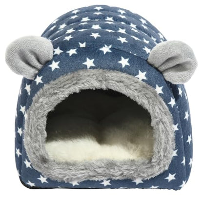 Hedgehog Bed Cave Hideout Hedgehog Accessories Hedgehog House, Hamster Small Animals Cage Supplies Warm House (Blue) - color: Blue