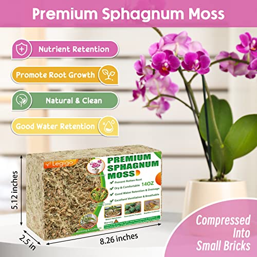 14OZ Sphagnum Moss for Plants - 16QT Natural Long Fibers Orchid Moss | Moisture Retention & Drainage Balance, Plant Moss for Orchids, Succulents, Carnivorous, Ferns, Reptile Bedding & Terrariums - size: 16 QT(14 oz)