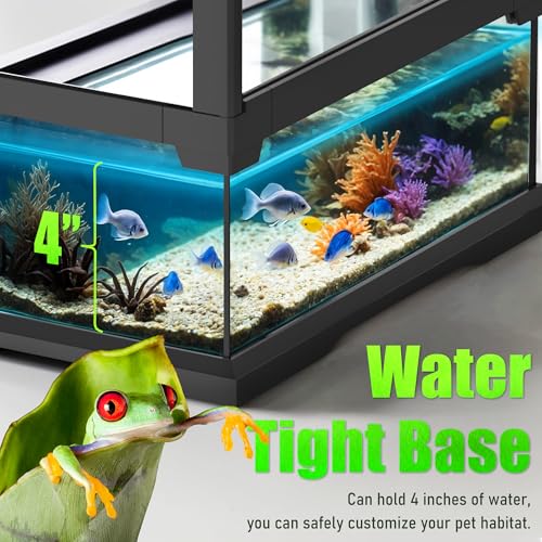18’’18’’24’’ Reptile Terrarium with Full View Tempered Glass, 32 Gallon Reptile Habitat Comes with Feeding Port and Mesh Top Vent, Suitable for Reptiles Such as Lizard, Gecko and Snake