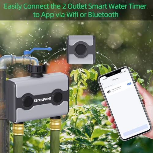 WiFi Sprinkler Timer 2 Outlet APP Control via 2.4Ghz for Garden | WiFi and Bluetooth Outdoor Watering Automate Water & Sprinkler Schedules - style: WIFI 2 outlets