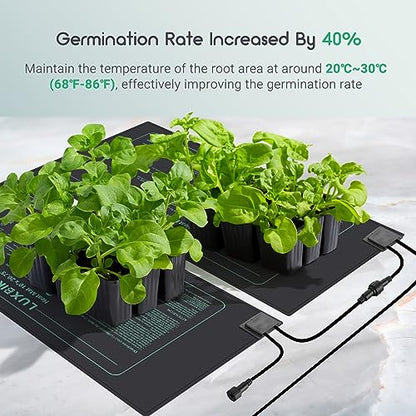 LUXBIRD 6 Pack 30W Seedling Heating Mats 10" x 20.75" with Thermostat Controller, Idea for Seed Starting, Germination, Greenhouse (LB-HT06) - size: 6 Pack-10x20.75
