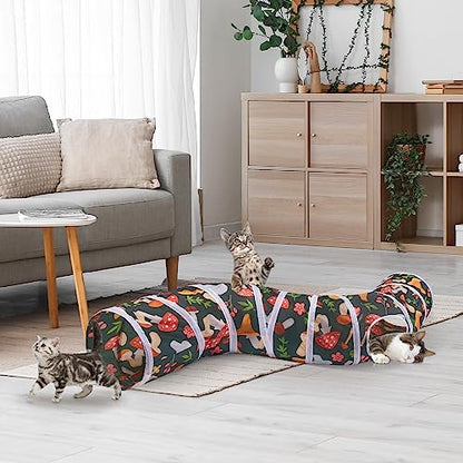 Glittme Cat Tunnel, Cat Tunnels for Indoor Cats, S-Shape Cats Cave with Cat Toys, Foldable Cat Tubes and Tunnels for Cats, Rabbit, Puppy, Guinea Pig | Interactive Bunny Tunnel And Cat Tubes With Crinkle Sounds. Ideal For Kittens, Ferrets And Small Pets To