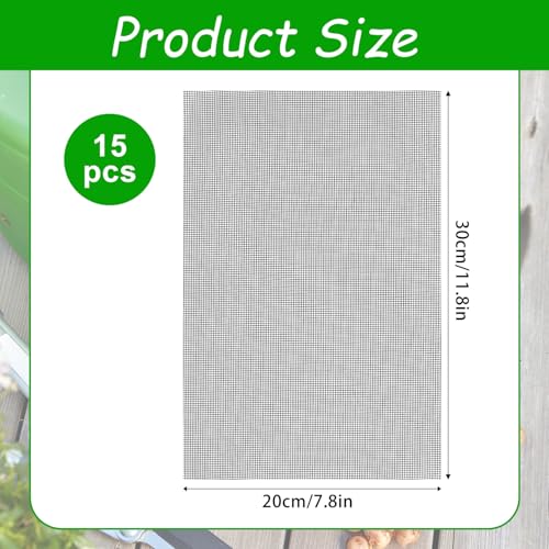 lasuroa 15pcs Flower Pot Hole Netting Mesh Pad, 30x20cm/11.8x7.8 Inch Bonsai Eye Mesh Drainage Screens Plant Pot Drainage Meshes Plant Accessories Kit Screen Meshes Preventing Substrate Leakage