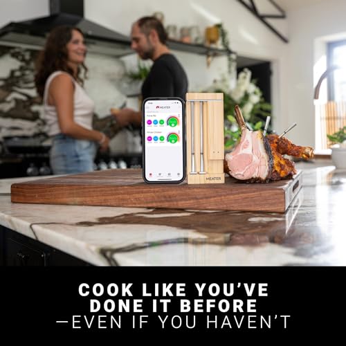 MEATER Pro Duo WiFi & Bluetooth Thermometer, 2-Probe, 1000°F, 6 Sensors | 1000°F heat resistance, long range, six sensors. Bamboo charger. For BBQ, oven, grill, smoker, air fryer, deep fryer.