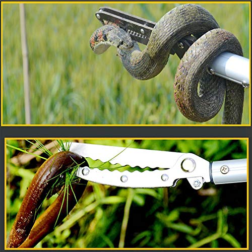 Extendable Snake Tong Reptile Grabber Rattle Snake Catcher Wide Jaw Handling Tool with Lock and Comfortable Grip(Include Snake Bag) (86 inches Extendable Snake Tong) - style: 86 inches Extendable Snake Tong