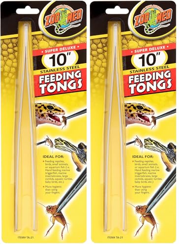 Zoo Med Super Deluxe Stainless Steel Feeding Tongs (Pack of 2) - size: 10" (Pack of 2)