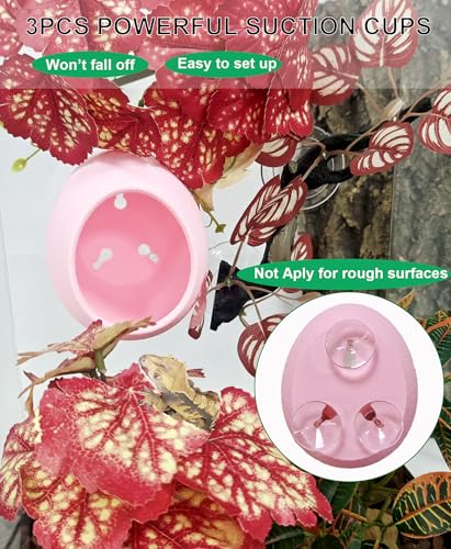Woyrise Reptile Hide Cave Plastic Egg Shape Hideout, Gecko Hide with Strong Suction Cups Climbing Toys Reptile Shelter Sleeping Cave for Arboreal Reptiles, Frogs, Spiders Terrarium Decor - Pink