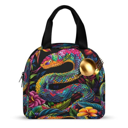 Vibrant Snake Lunch Bag for Women Men | Insulated Lunch Box Leakproof Food Meal Containers Reusable Foldable 6L Capacity Lunch Tote Bags for Work Picnic Travel - color: Style 1