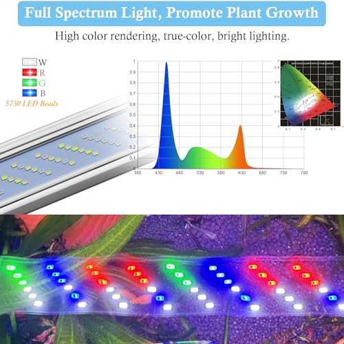 HITOP 16-24in Plant Growth Aquarium LED Light with Timer, Full Spectrum Auto 24/7 Lighting Cycle& 10-Level Brightness Adjustment, Fish Tank Light with Extendable Brackets - style: 16-24in