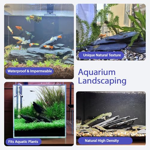 Natural Slate Rocks 2-6 Inches Aquarium Rocks 10lb Natural Stones for Fish Tank Aquascaping Reptile Terrarium Landscaping Decor - size: 10lb(2–6in)