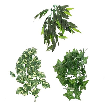3pcs Vine Plant Decoration for Reptiles Lizard Snake Plants Leaves Tank Decor Lifelike Leaves