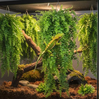 PINVNBY Reptile Plants Hanging Fake Vines Boston Climbing Terrarium Plant with Suction Cup for Bearded Dragons Lizards Geckos Snake Pets Hermit Crab and Tank Habitat Decorations (4 Pack) - size: 4PCS