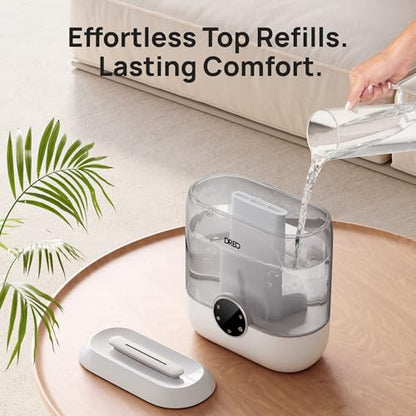 DREO 6L Humidifiers for Bedroom, 60H Runtime, 28 dB Quiet, HM524, Gray | Precise Humidity Control, Easy to Refill & Clean, Nightlight, Cool Mist Humidifiers for Large Rooms, Baby Nurseries & Plants | Precise Humidity Control, Easy to Refill & Clean, Night