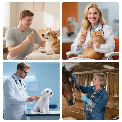 FDK 8-Second Dog & Cat Thermometer, Fast Digital Pet Rectal Thermometer with Large Backlight Screen, Fever Alarm Flexible Comfortable Soft Tip, Waterproof Veterinary Supply for Animals °C/°F
