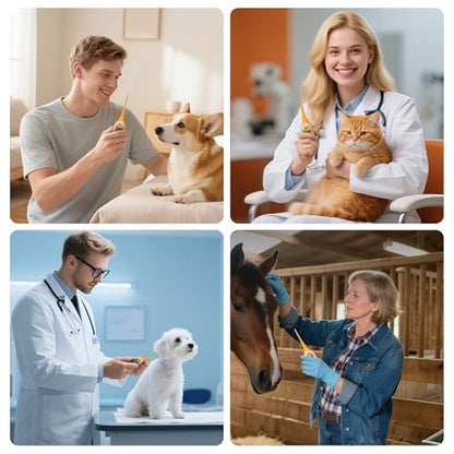 FDK 8-Second Dog & Cat Thermometer, Fast Digital Pet Rectal Thermometer with Large Backlight Screen, Fever Alarm Flexible Comfortable Soft Tip, Waterproof Veterinary Supply for Animals °C/°F