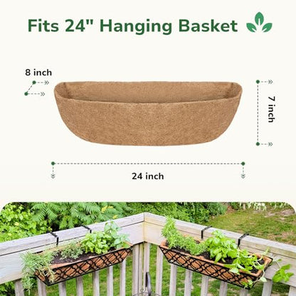 GreatBuddy 2 Pcs Coco Liners for Planters 24 Inch, Sturdy Window Box Liners, Perfect Planter Liners Replacement for The Old, 100% Natural, Easy to Straighten Out - size: 24 inch