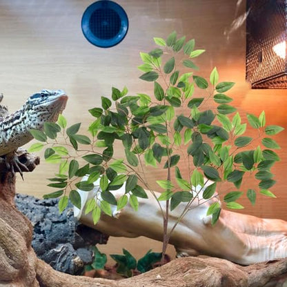 Simulation Leaves Terrarium Hanging Plant for Reptile Habitat Decoration, 12-inch Fake Rattan Terrarium Plants for Lizards, Snakes, Hermit Crabs